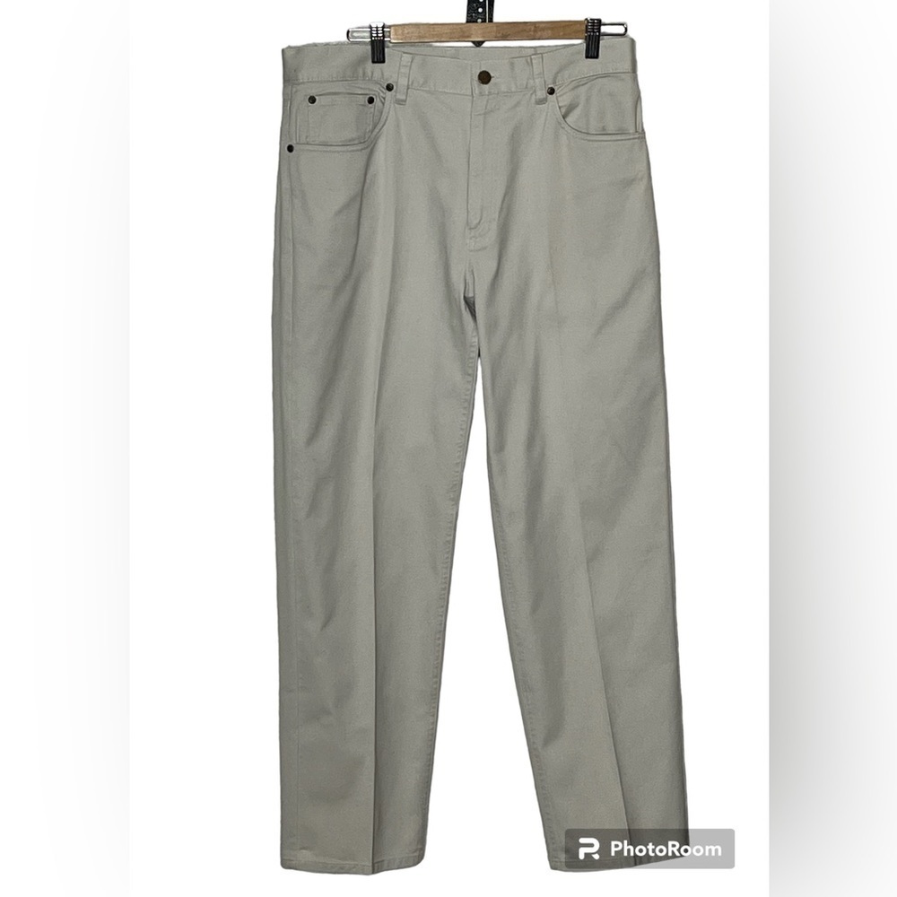 L L Bean Off White/ Light Cream Colored Thin Corduroy Pants Sz 34